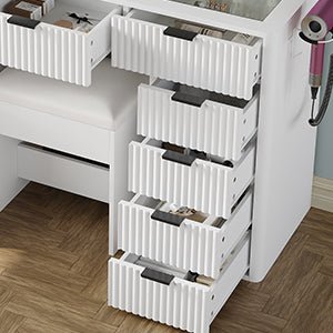 11-Drawer LED Mirror Vanity Desk - Vektaya - VektayaDesk