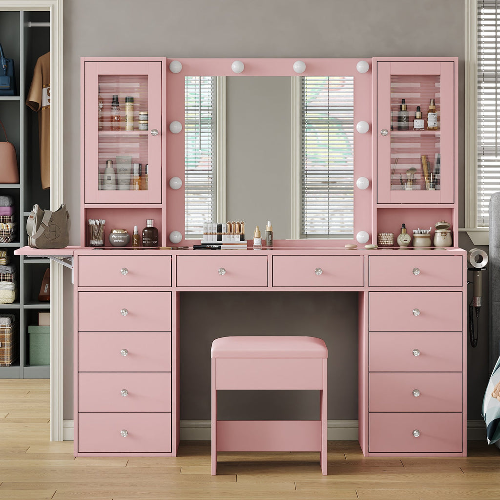 12 - Drawer LED Mirror Vanity Desk - Vektaya - VektayaDeskUS-VD012-PK