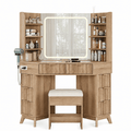 47"Corner Vanity Desk with Mirror & Lights, 8 Drawers - Vektaya - VektayaVanity MirrorUS-VD042-NR