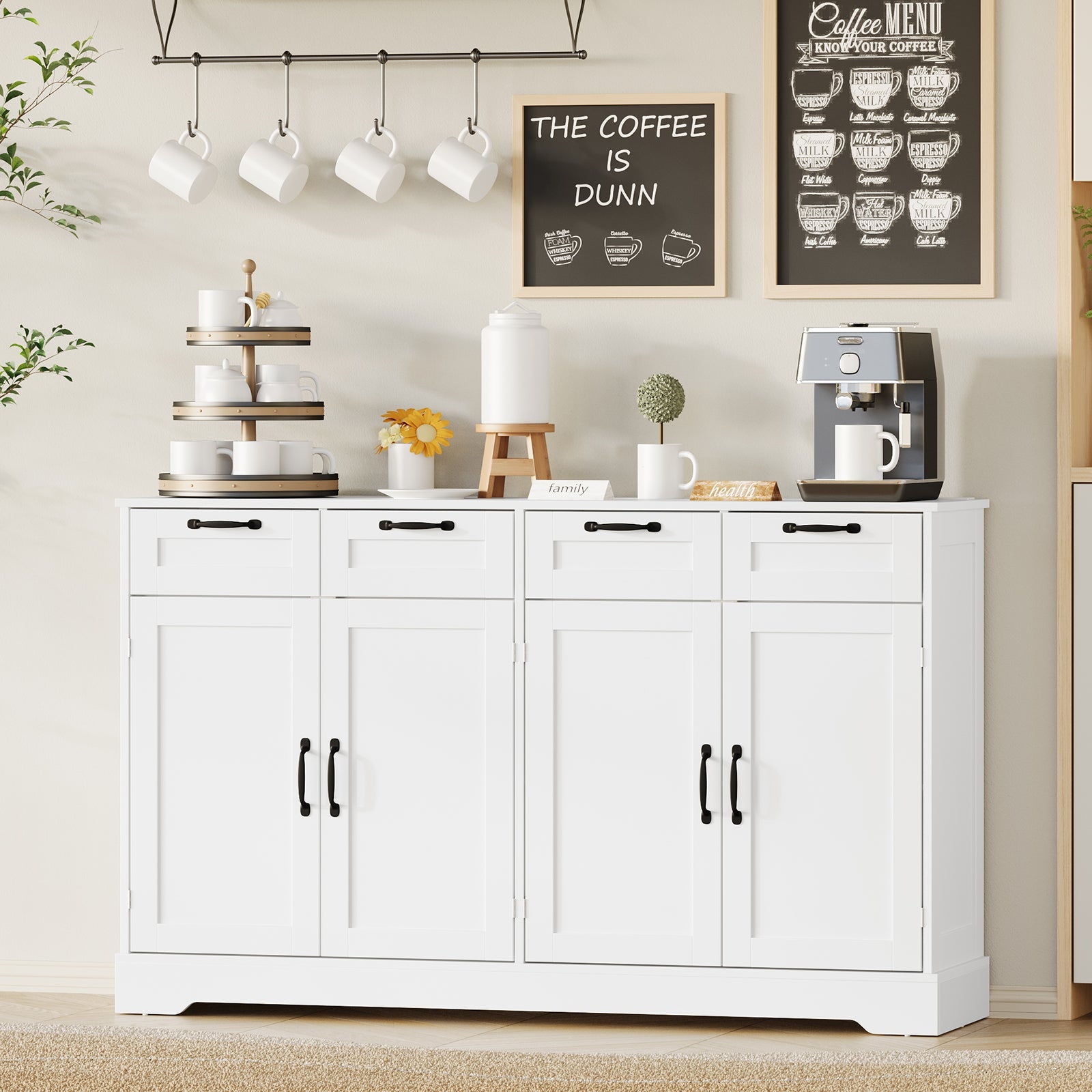 58.7 Inch Sideboard Buffet Cabinet - Vektaya - VektayaFurnitureSC021-WH