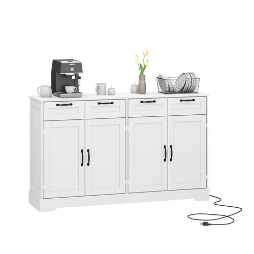 58.7 Inch Sideboard Buffet Cabinet - Vektaya - VektayaFurnitureSC021-WH
