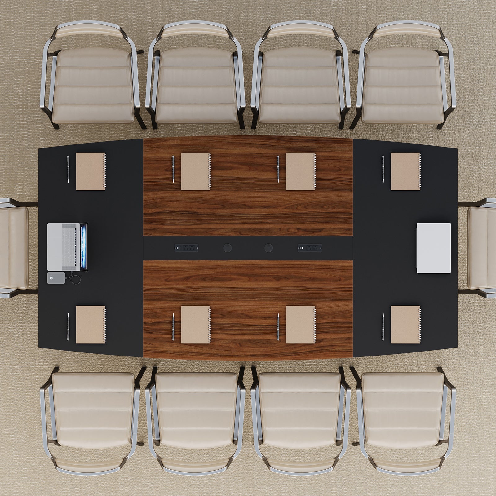 8FT Conference Table with Power Hubs, Large Meeting Table for 8-10 People- Vektaya