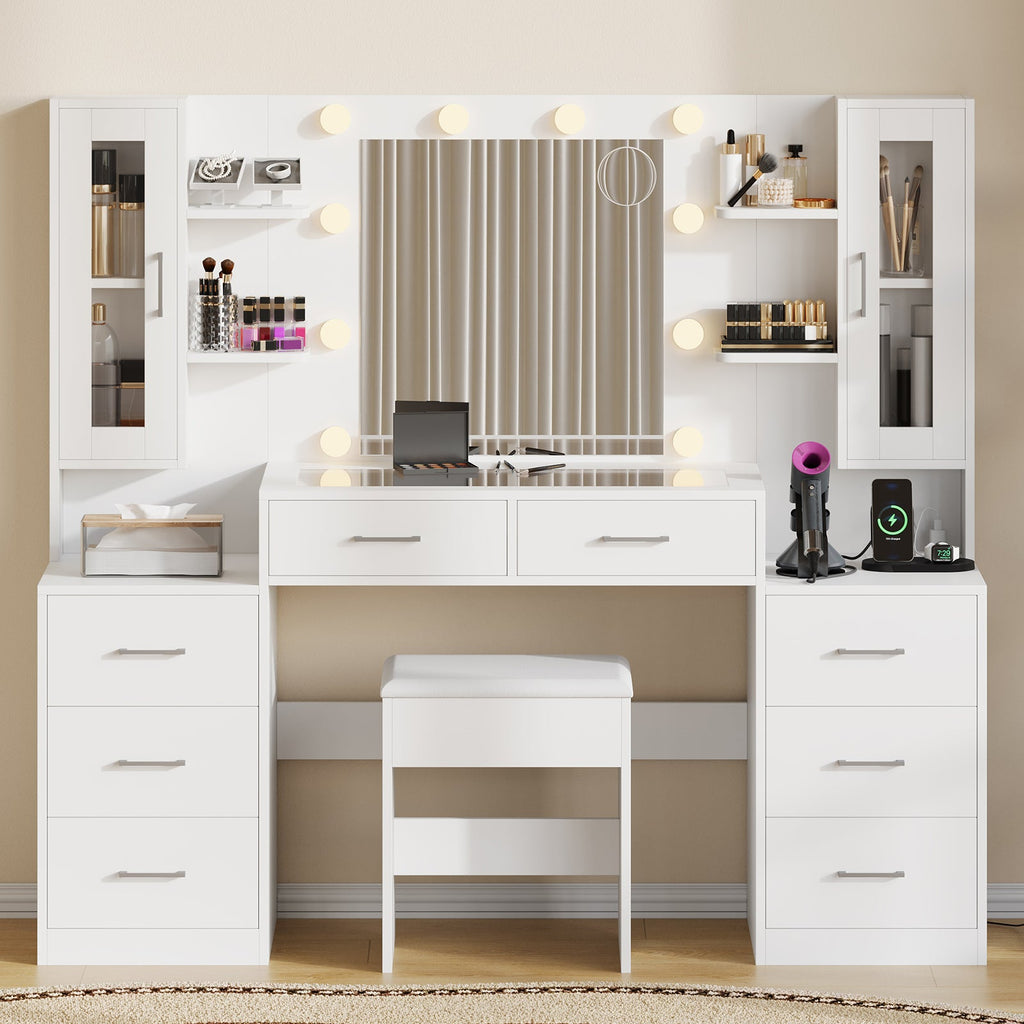 6-Drawer LED Mirror Vanity Desk - Vektaya - VektayaDesk