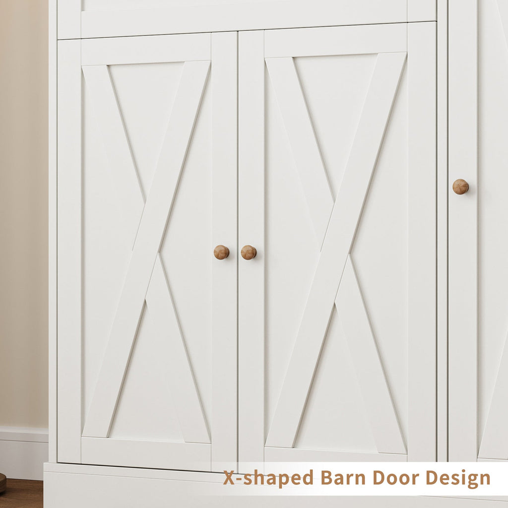 68" Pantry Cabinet with Adjustable Shelves, 6 Door Shelves & Drawer - Vektaya - VektayaFurnitureUS-SC020-WH