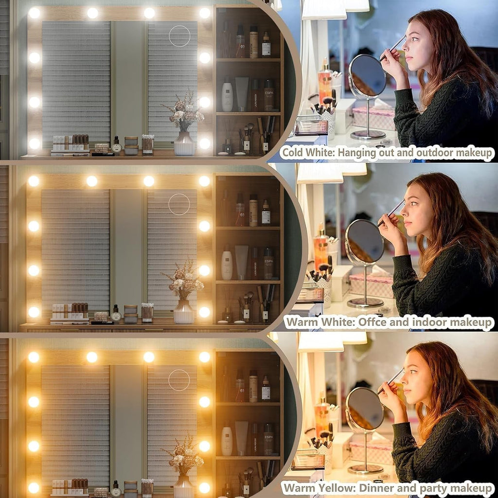 7 - Drawer LED Mirror Vanity Desk - Vektaya - VektayaDeskUS-VD013-NR