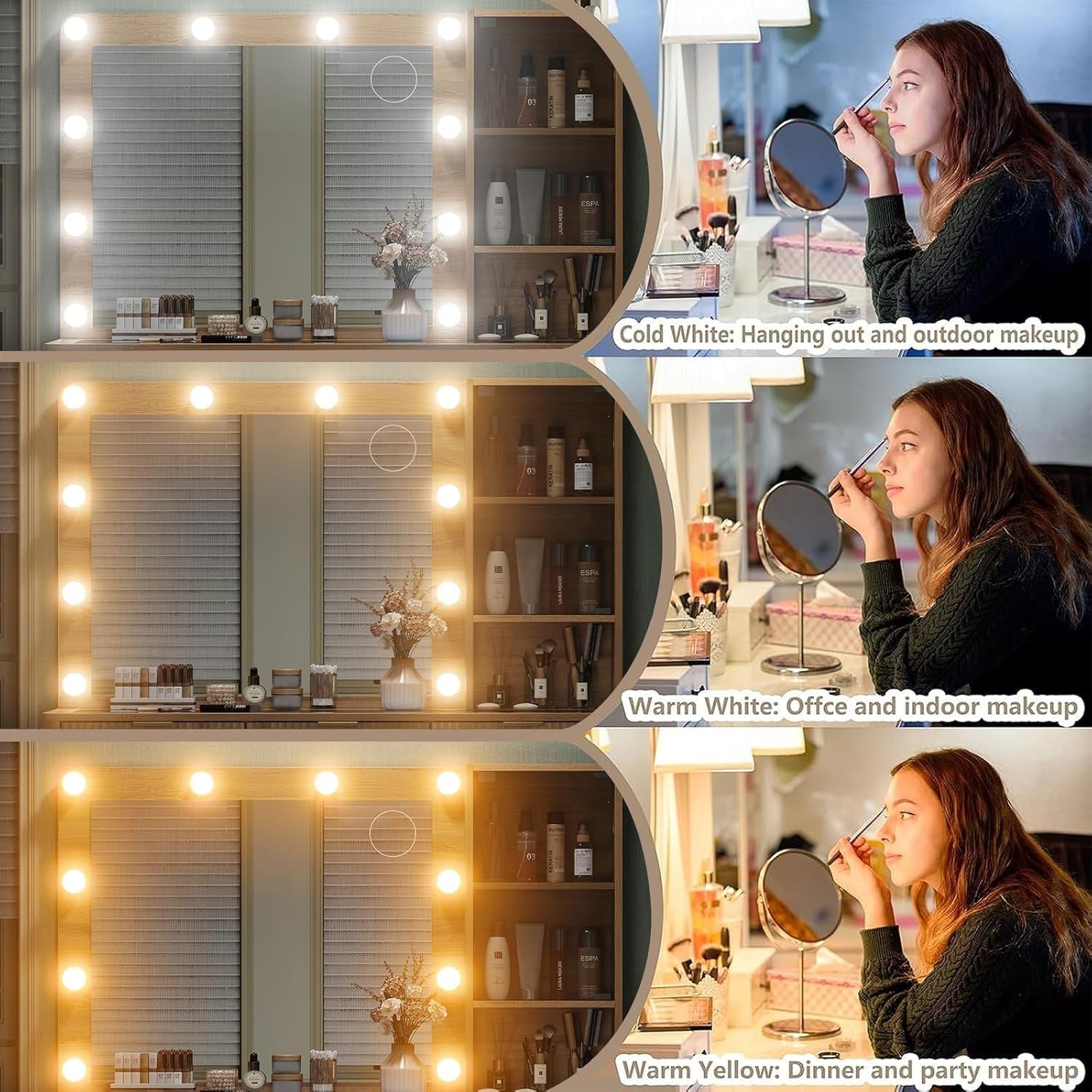 7 - Drawer LED Mirror Vanity Desk - Vektaya - VektayaDeskUS-VD013-NR