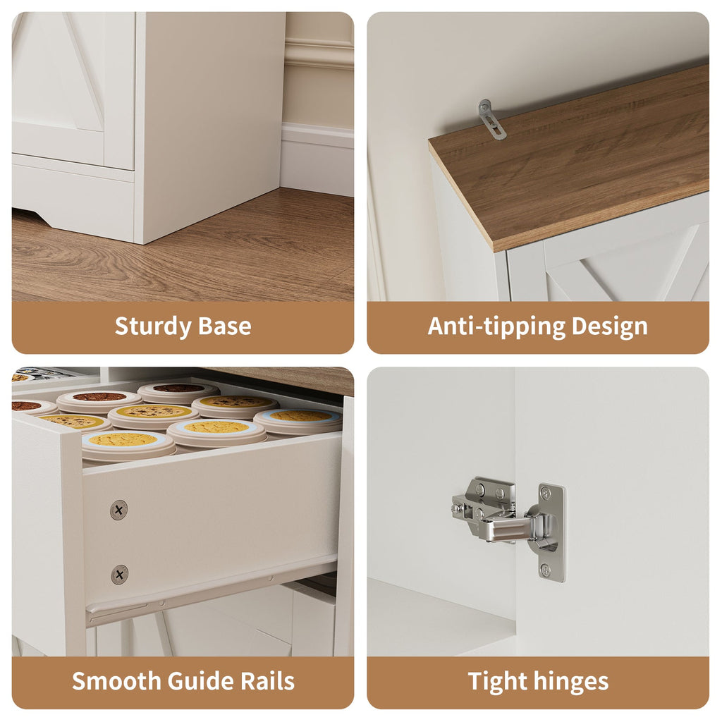 71" Pantry Cabinet with Charging Station, 3 Drawers & 6 Barn Door - Vektaya - VektayaStorage CabinetUS-SC018-WH