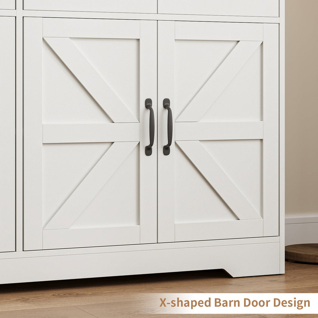 71" Pantry Cabinet with Charging Station, 4 Drawers & 6 Doors - Vektaya - VektayaStorage CabinetUS-SC017-WH