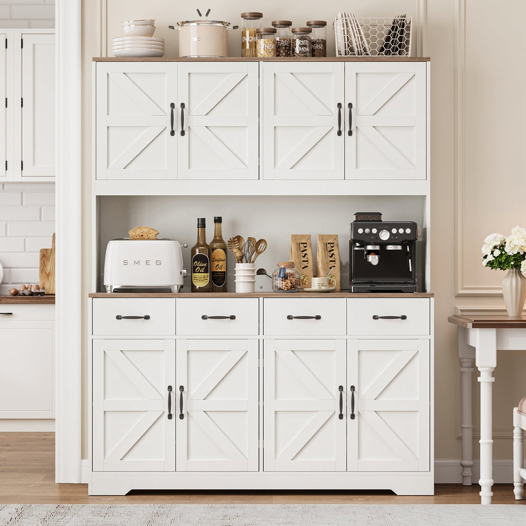 71" Pantry Cabinet with Charging Station, 4 Drawers & 6 Doors - Vektaya - VektayaStorage CabinetUS-SC017-WH
