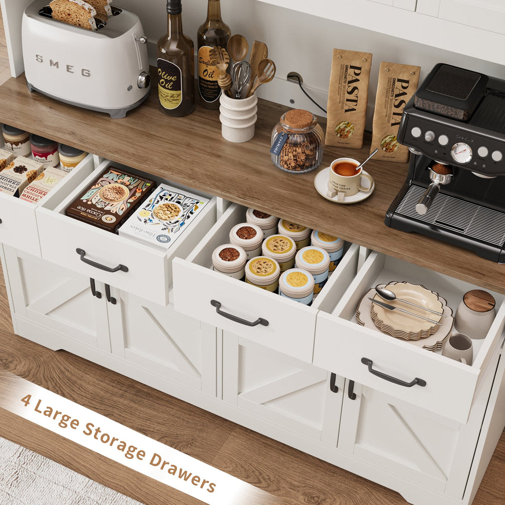 71" Pantry Cabinet with Charging Station, 4 Drawers & 6 Doors - Vektaya - VektayaStorage CabinetUS-SC017-WH