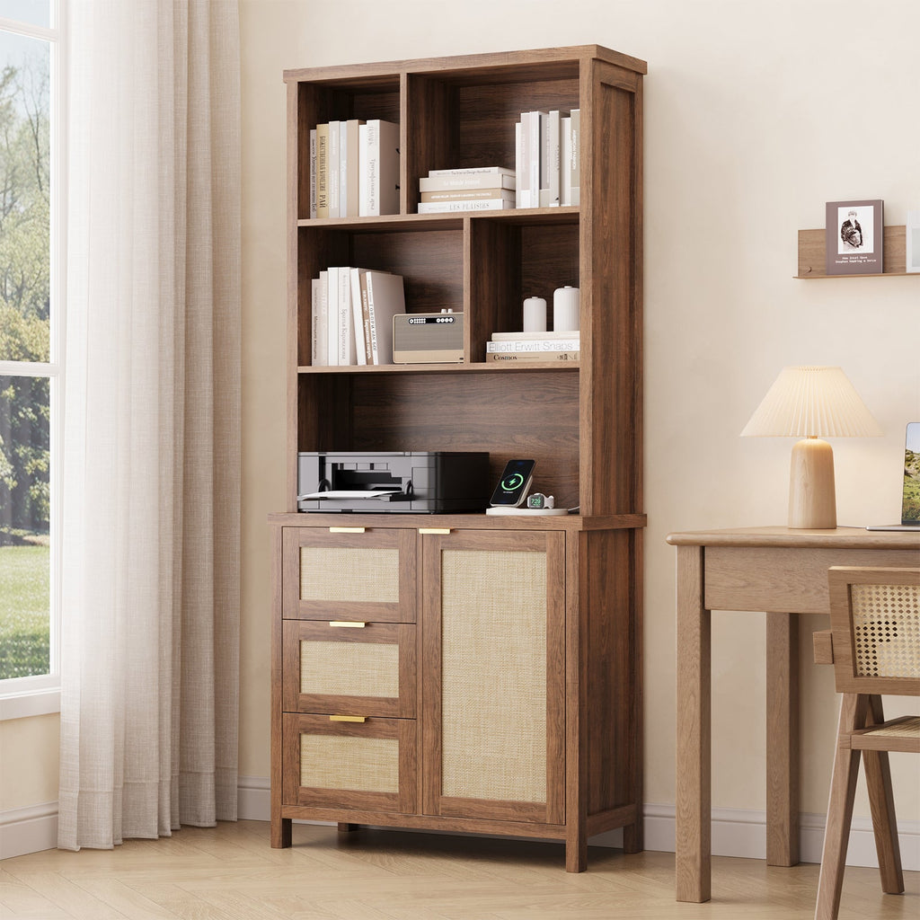 71'' Tall Tall Bookshelf with 3 Drawers - Vektaya - VektayaStorage Cabinet