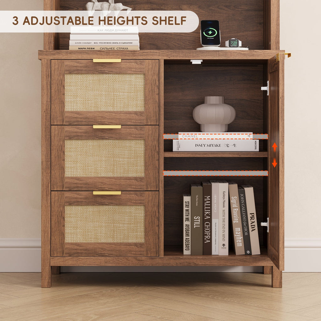 71'' Tall Tall Bookshelf with 3 Drawers - Vektaya - VektayaStorage Cabinet