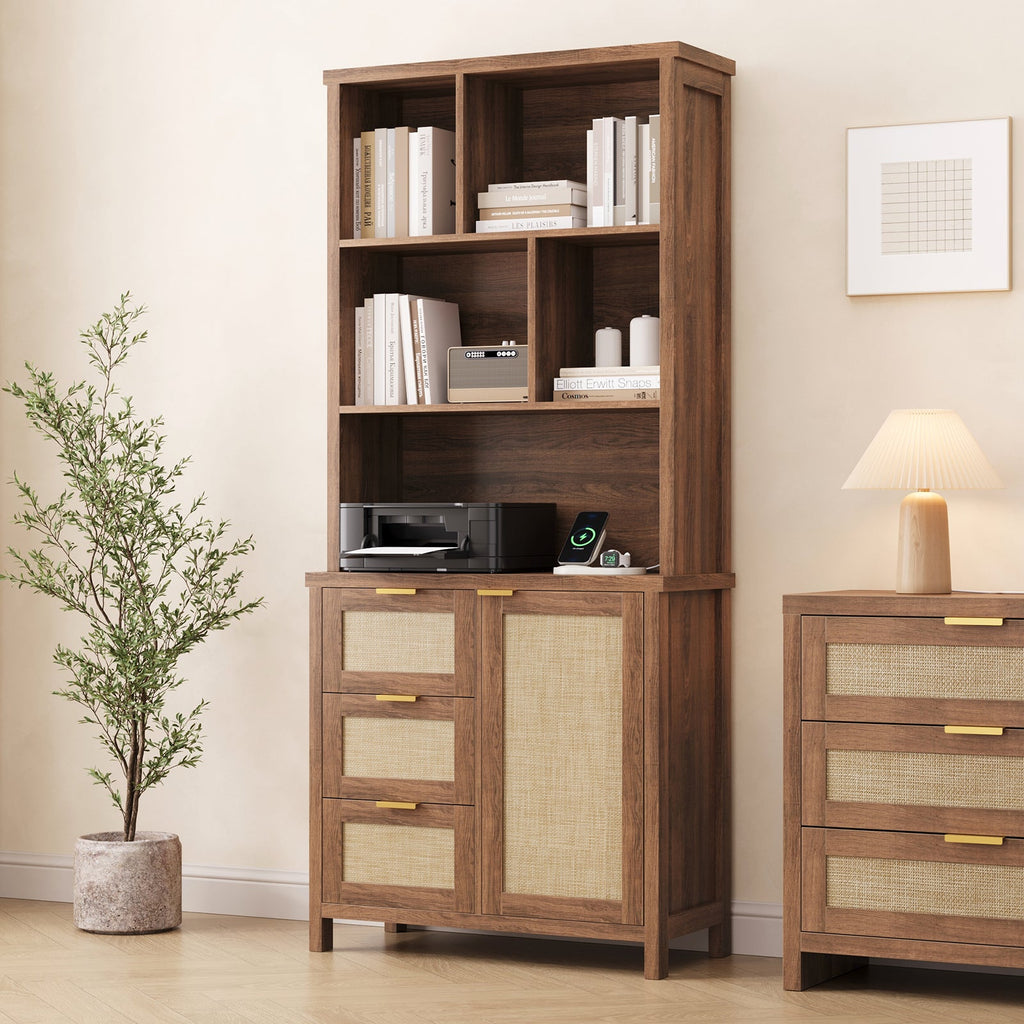 71'' Tall Tall Bookshelf with 3 Drawers - Vektaya - VektayaStorage Cabinet