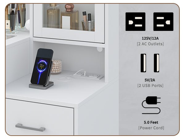 8-Drawer LED Mirror Vanity Desk - Vektaya - VektayaDesk