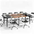 8FT Conference Table with Power Hubs, Large Meeting Table for 8-10 People- Vektaya - VektayaTableDT006-BR
