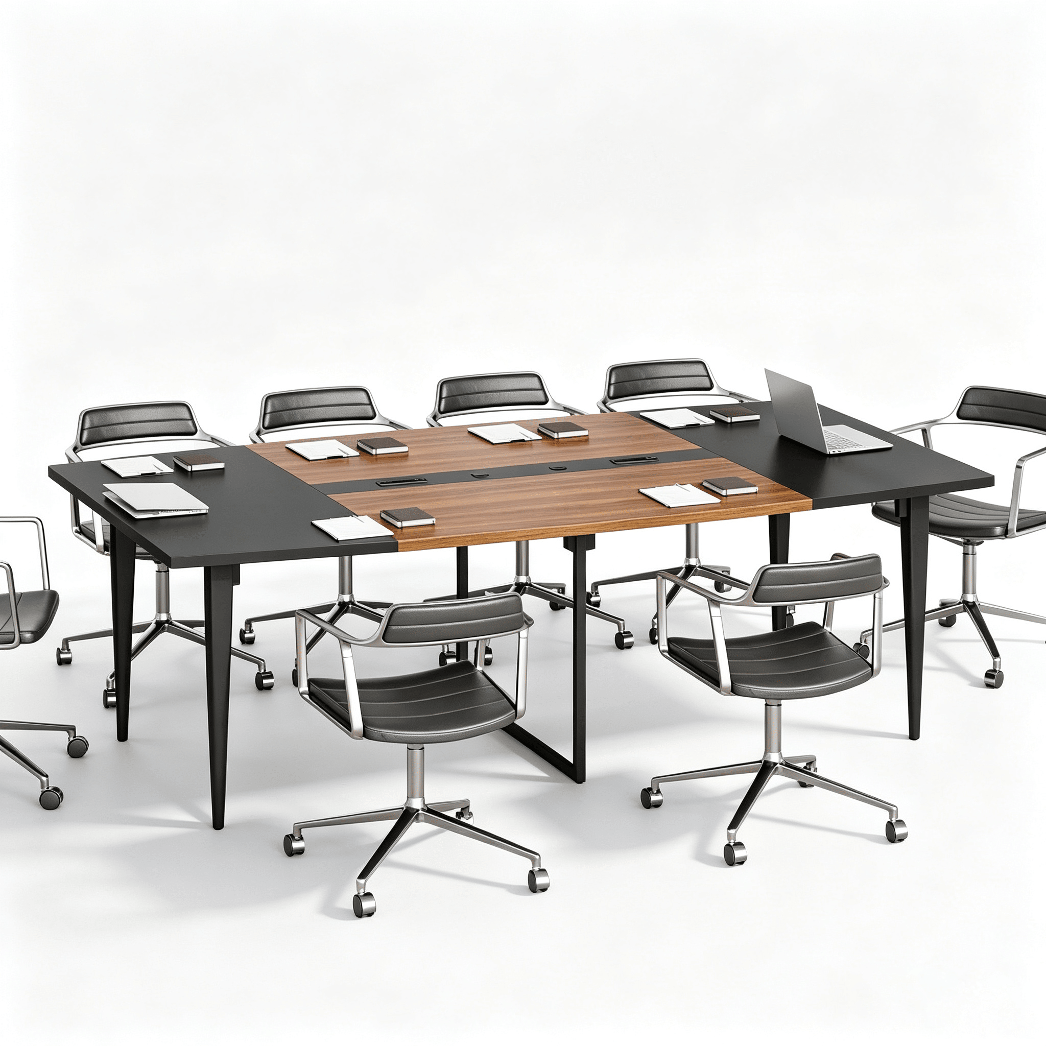 8FT Conference Table with Power Hubs, Large Meeting Table for 8-10 People- Vektaya - VektayaTableDT006-BR