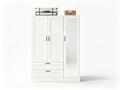 5-in-1 Armoire Wardrobe Closet with Full Length Acrylic Mirror & 2 Drawers, White - Vektaya