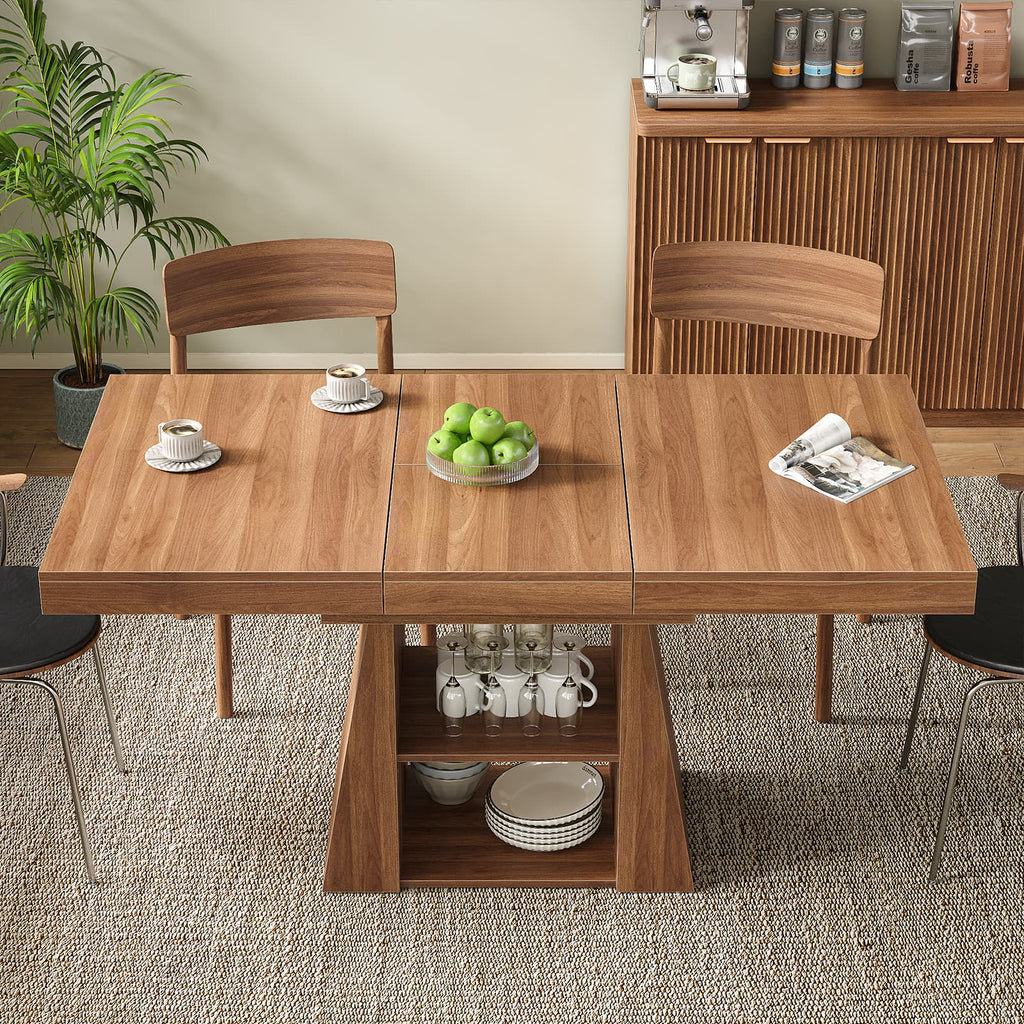 DT005 - WA 43.3"–59" Extendable Dining Table with Storage, Rectangular Table - Yanosaku SotreFurnitureDT005-WA