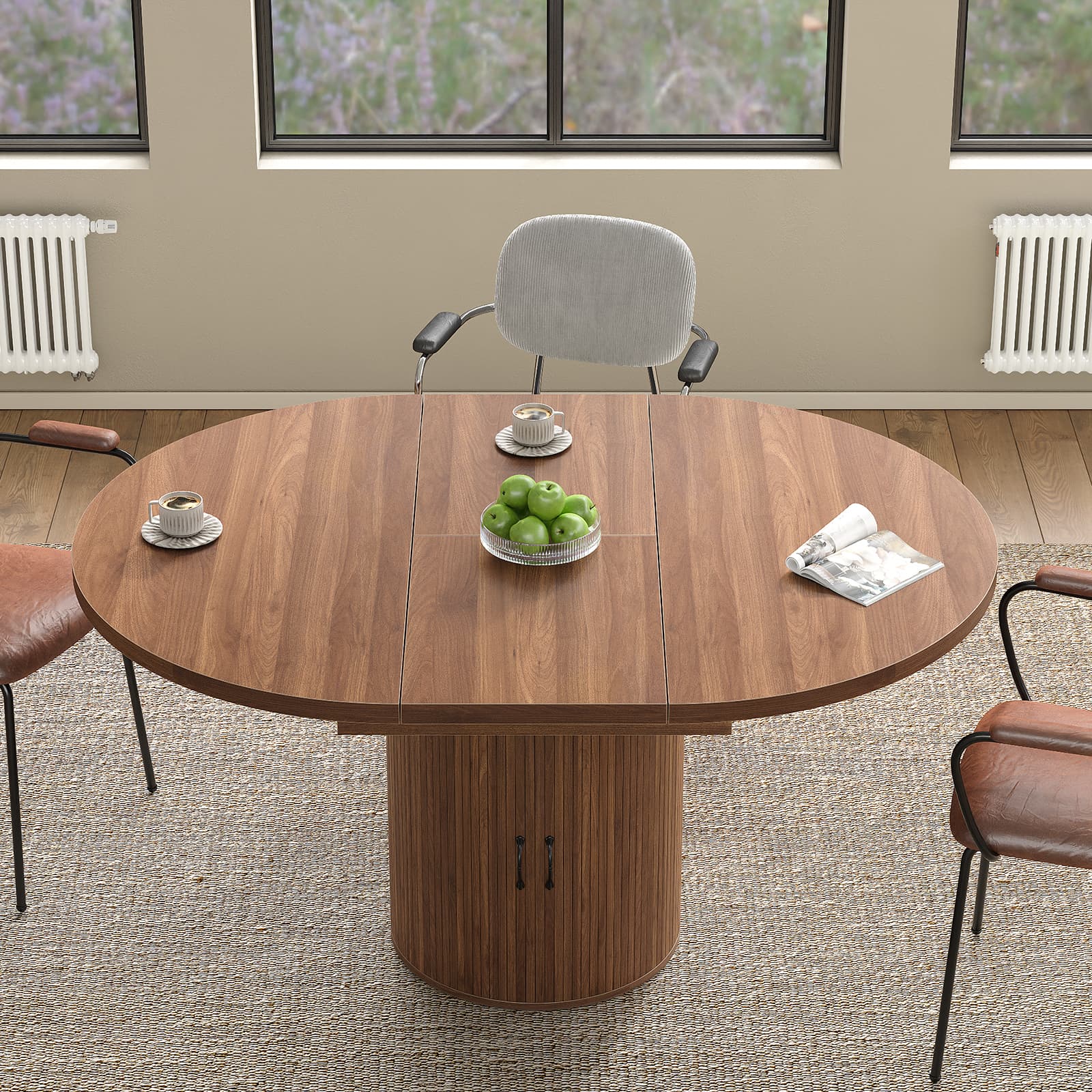 43" Dining Table Extendable Walnut