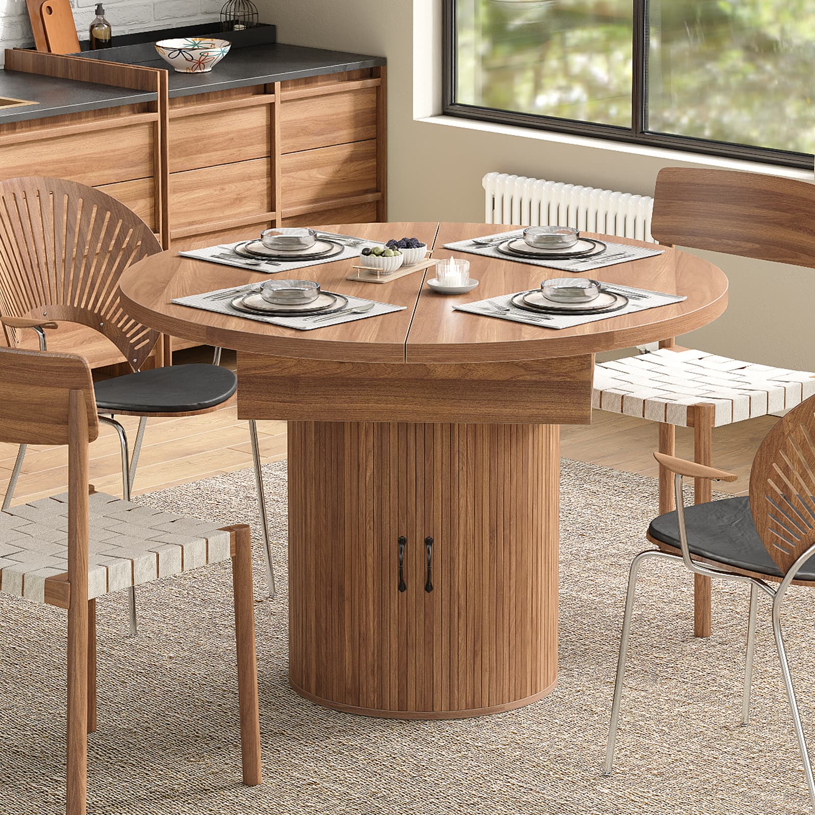 43" Dining Table Extendable Walnut
