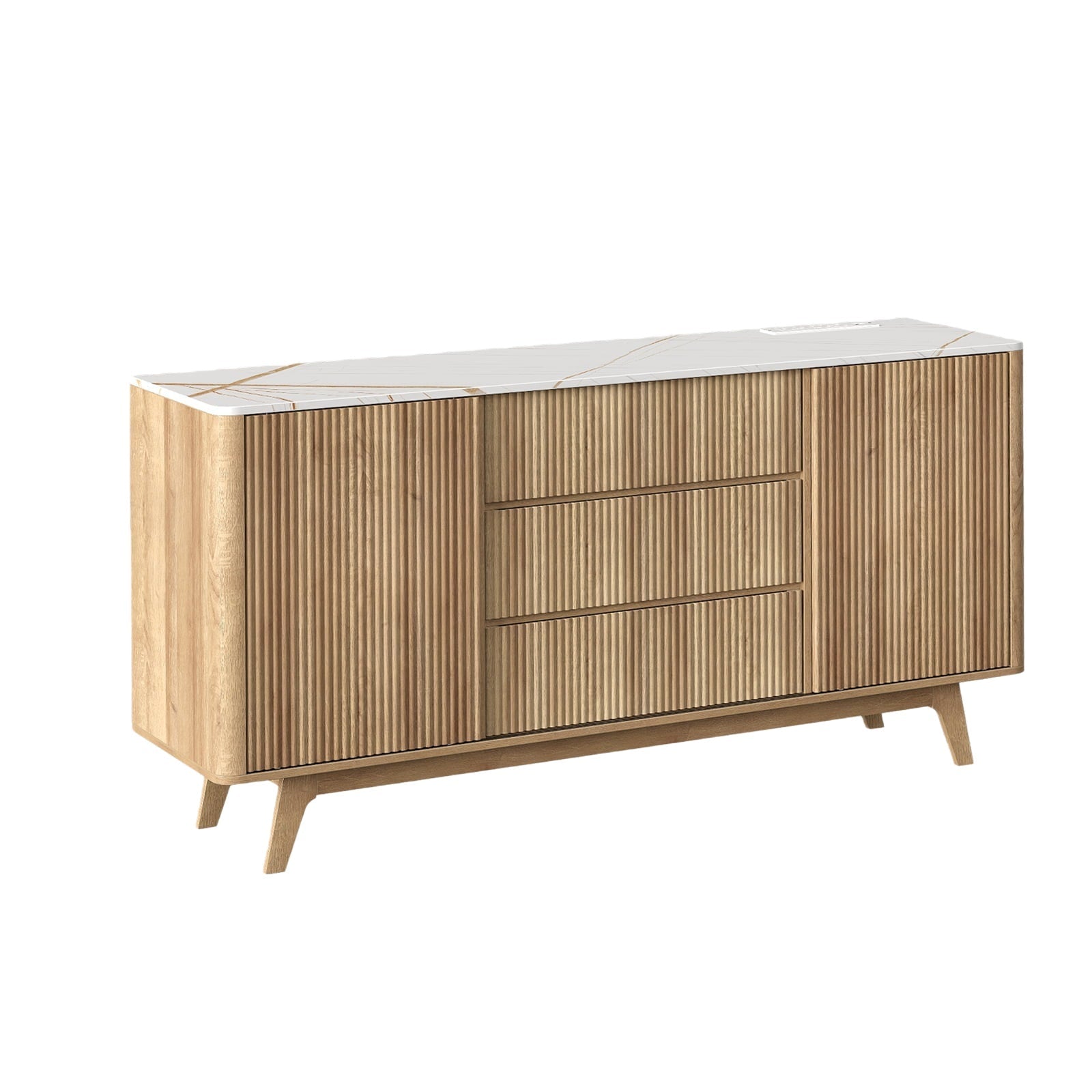 62" Buffet Cabinet Fluted