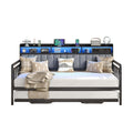 Vektaya US - BF014 Bed Frame with RGB lights, Charging Station,Storage Headboard.,No Box Spring Needed.Black - VektayaFurnitureUS-BF014