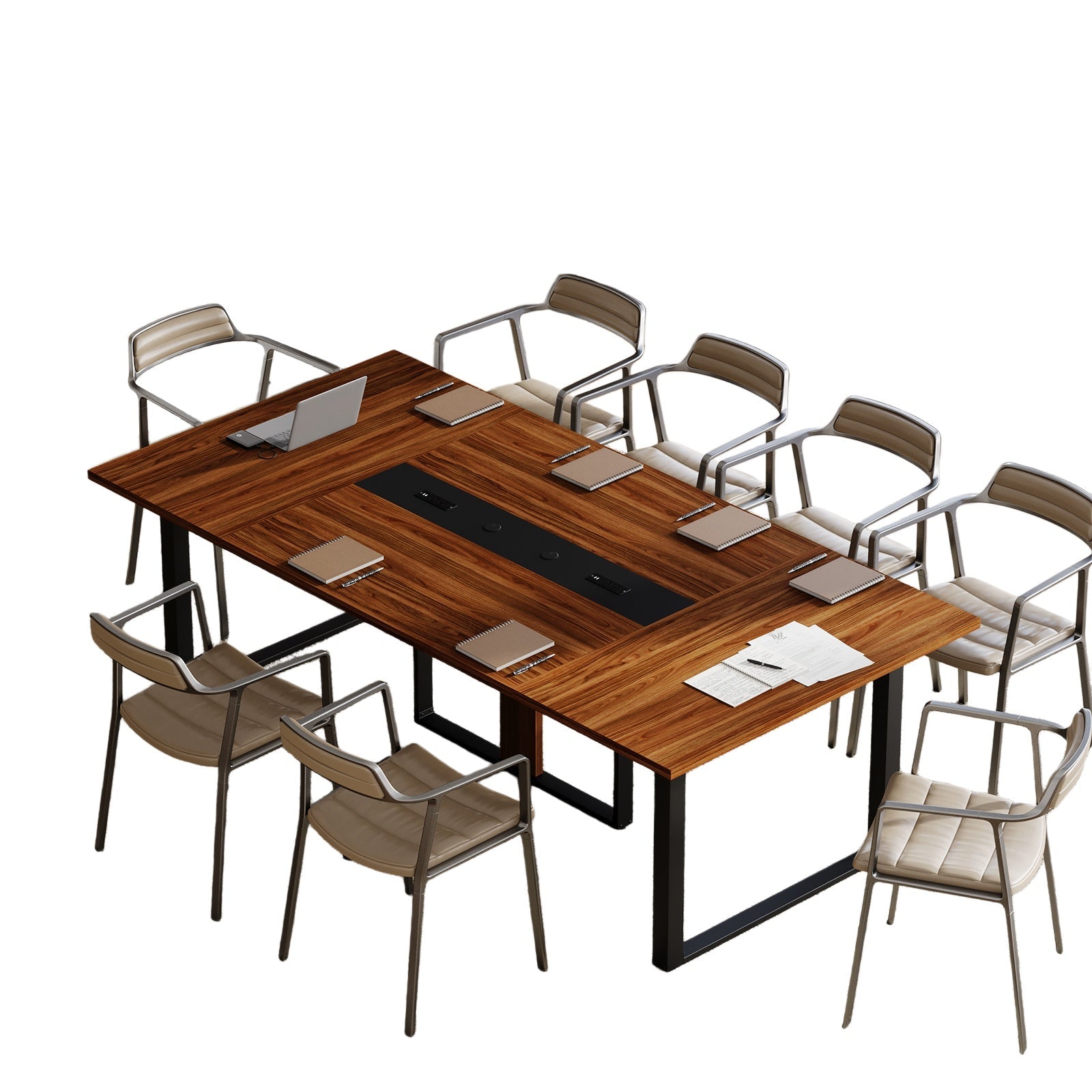 Vektaya US - DT007 - BR 8FT Conference Table with Power Outlets for 10 People, Industrial - VektayaFurnitureDT007-BR