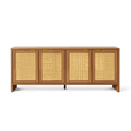 61.5" Rattan TV Stand for TVs up to 65", 4-Door, Walnut