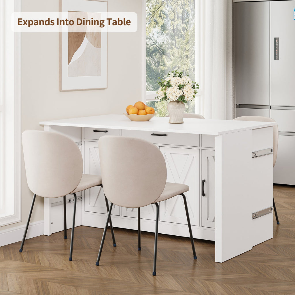 15"–30" Expandable Sideboard with 3 Drawers, White