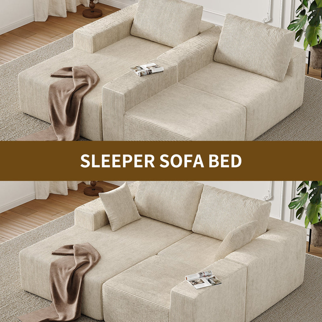 107" L-Shaped Modular Sectional Sofa with Chaise, Beige