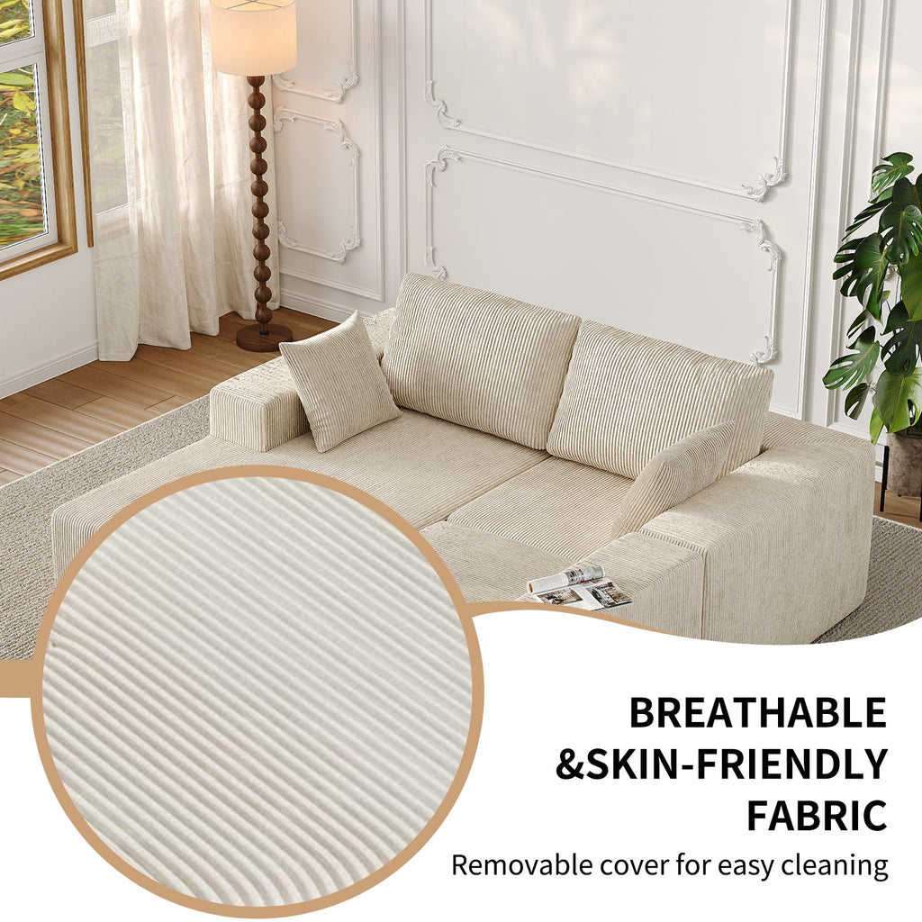 107" L-Shaped Modular Sectional Sofa with Chaise, Beige