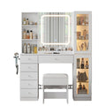 Vektaya US - VD036 Bedroom Makeup Vanity desk with mirror, 6 Drawers - VektayaFurnitureUS-VD036-WH