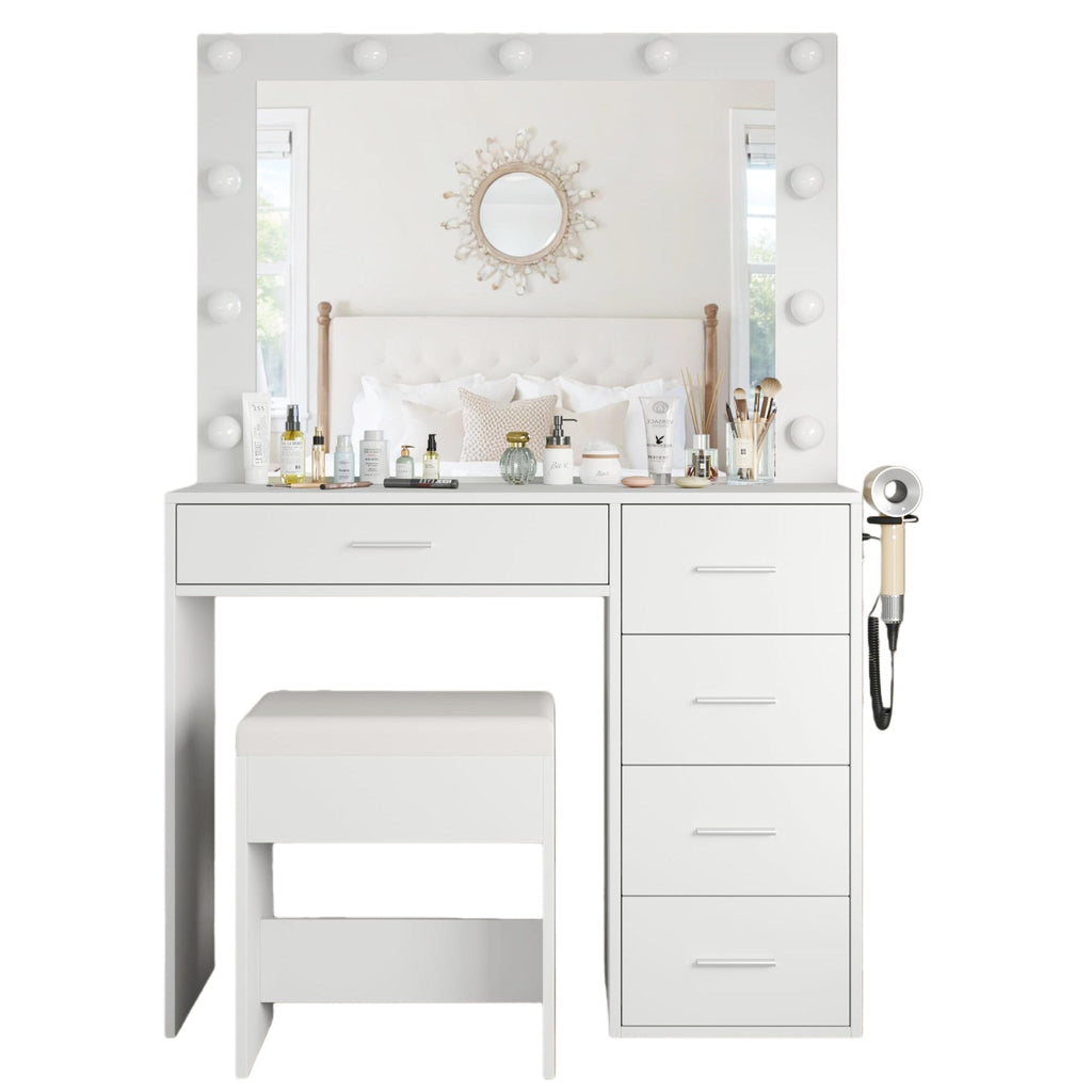 5-Drawer LED Mirror Vanity Desk
