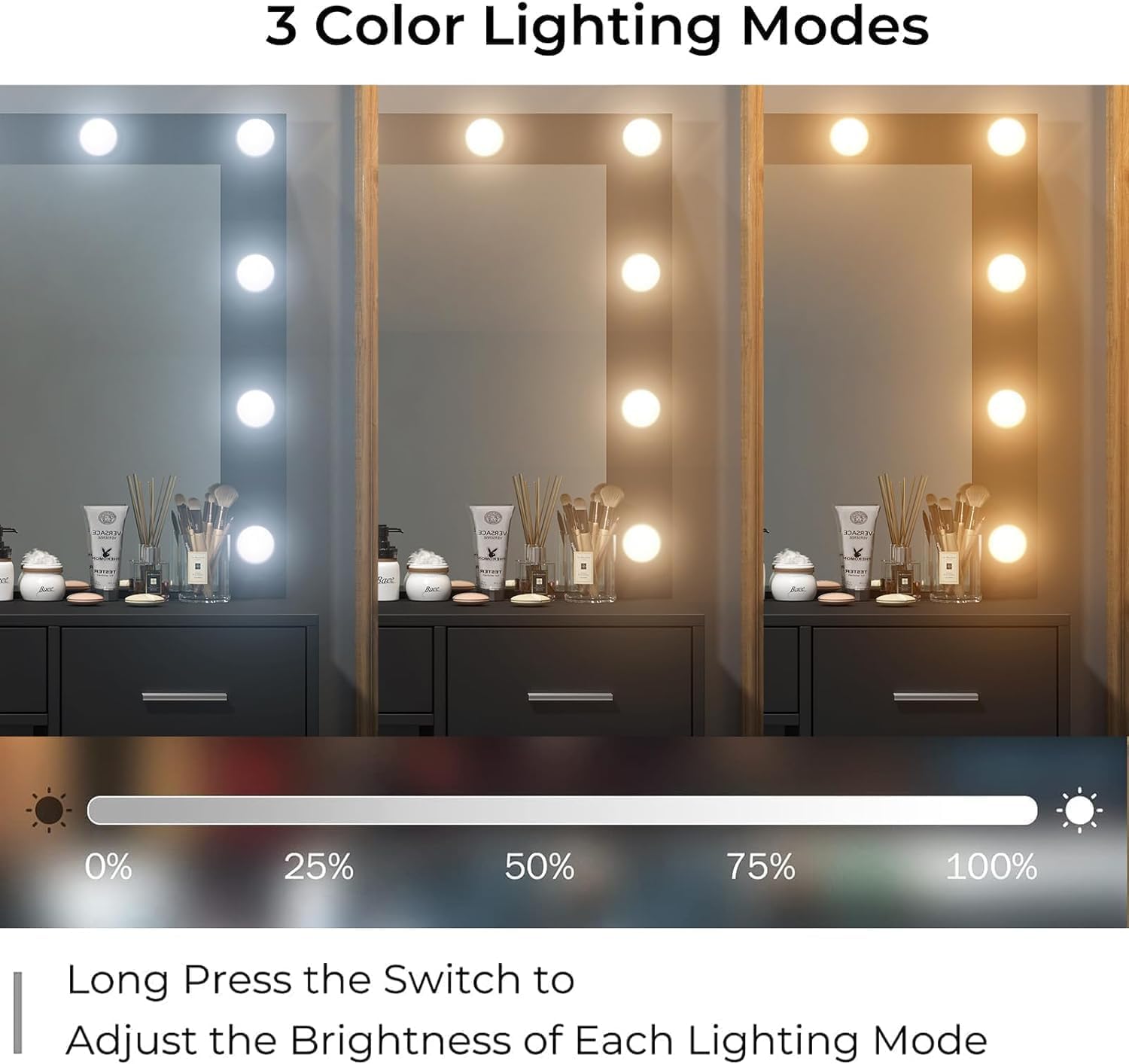 5-Drawer LED Mirror Vanity Desk