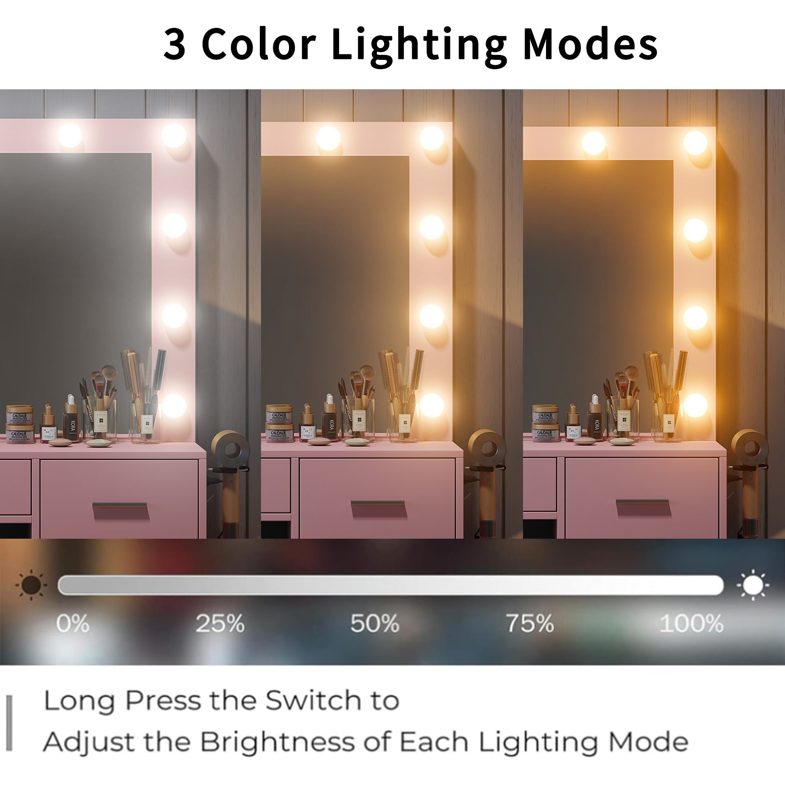 5-Drawer LED Mirror Vanity Desk