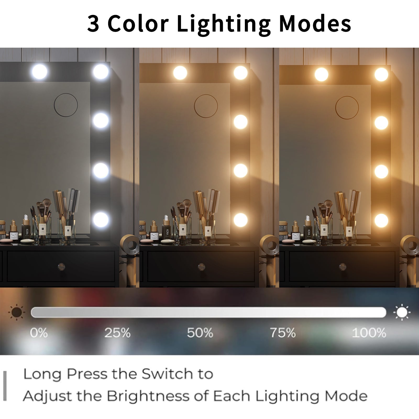 9-Drawer LED Mirror Vanity Desk