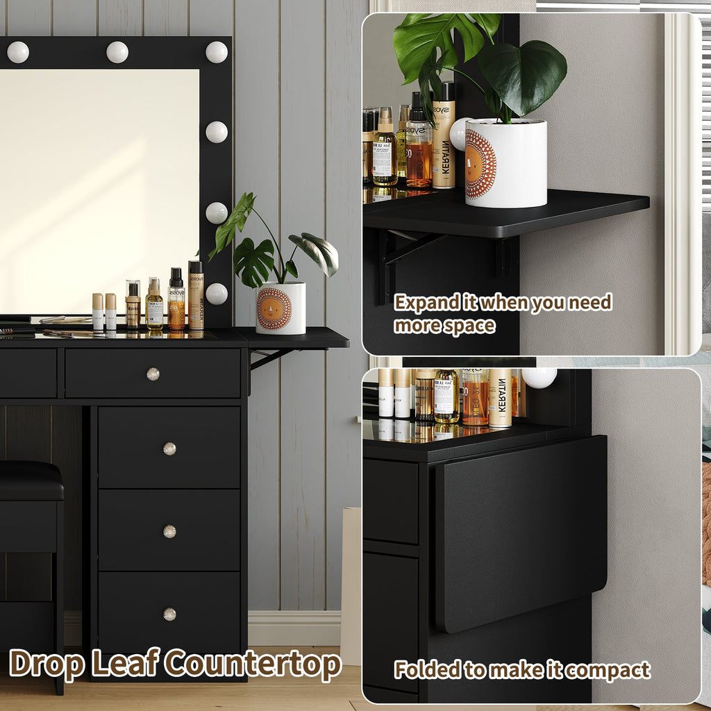 9-Drawer LED Mirror Vanity Desk