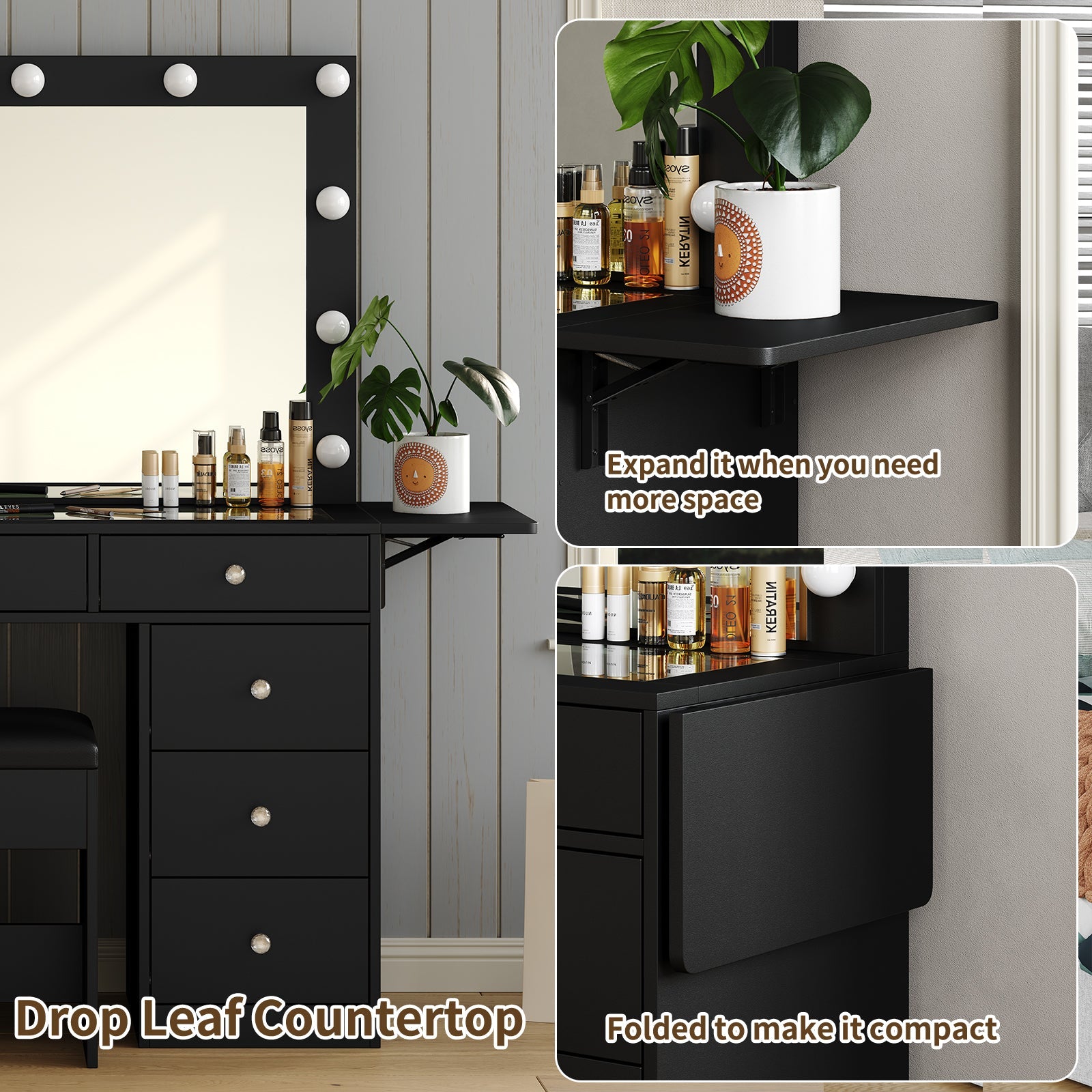 9-Drawer LED Mirror Vanity Desk
