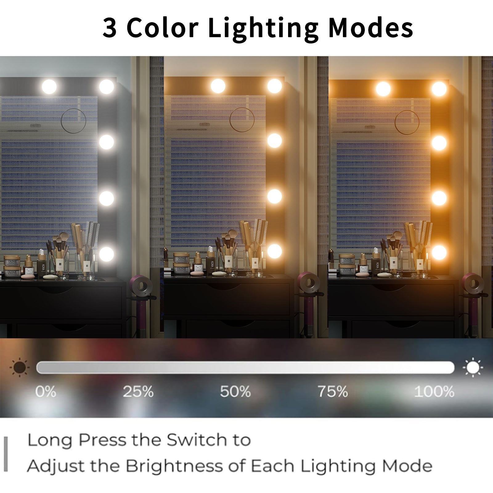 15-Drawer LED Mirror Vanity Desk