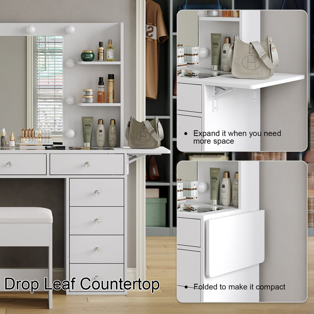 11-Drawer LED Mirror Vanity Desk