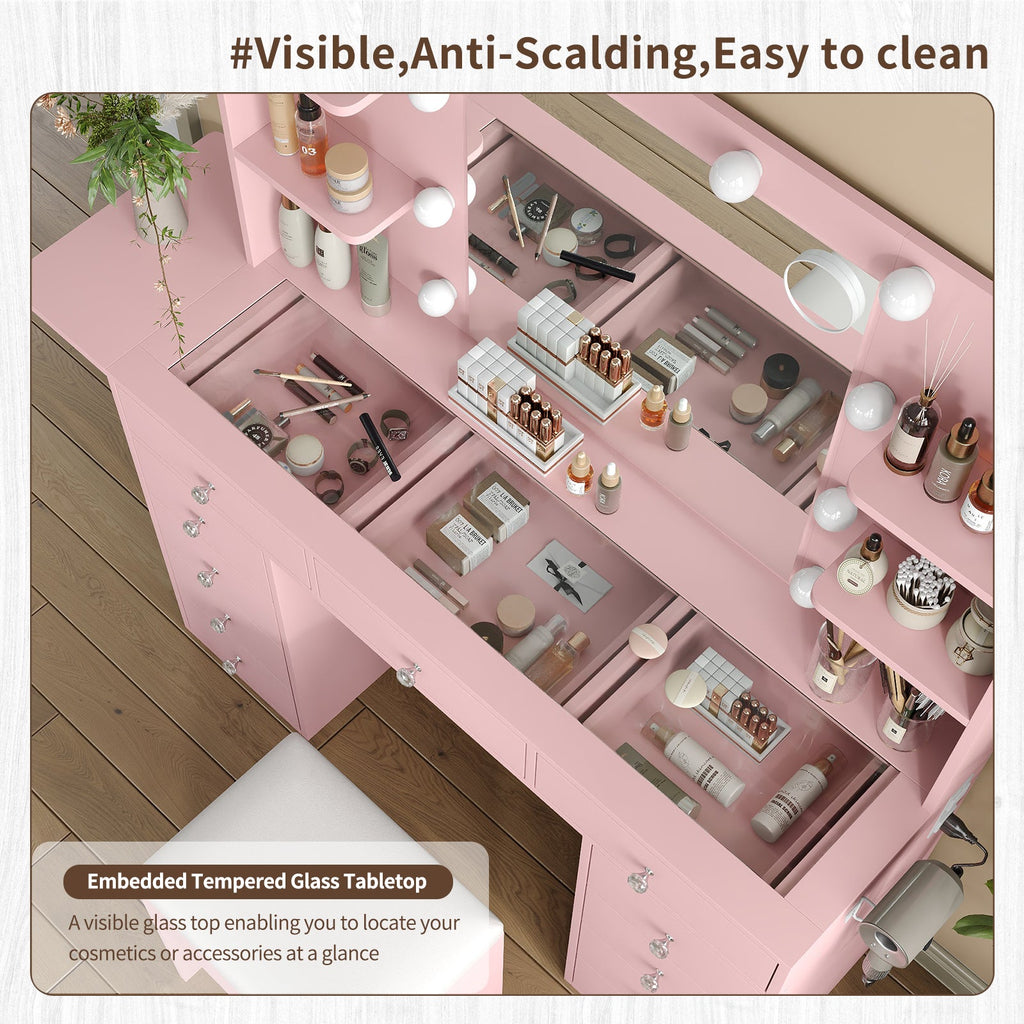11-Drawer LED Mirror Vanity Desk