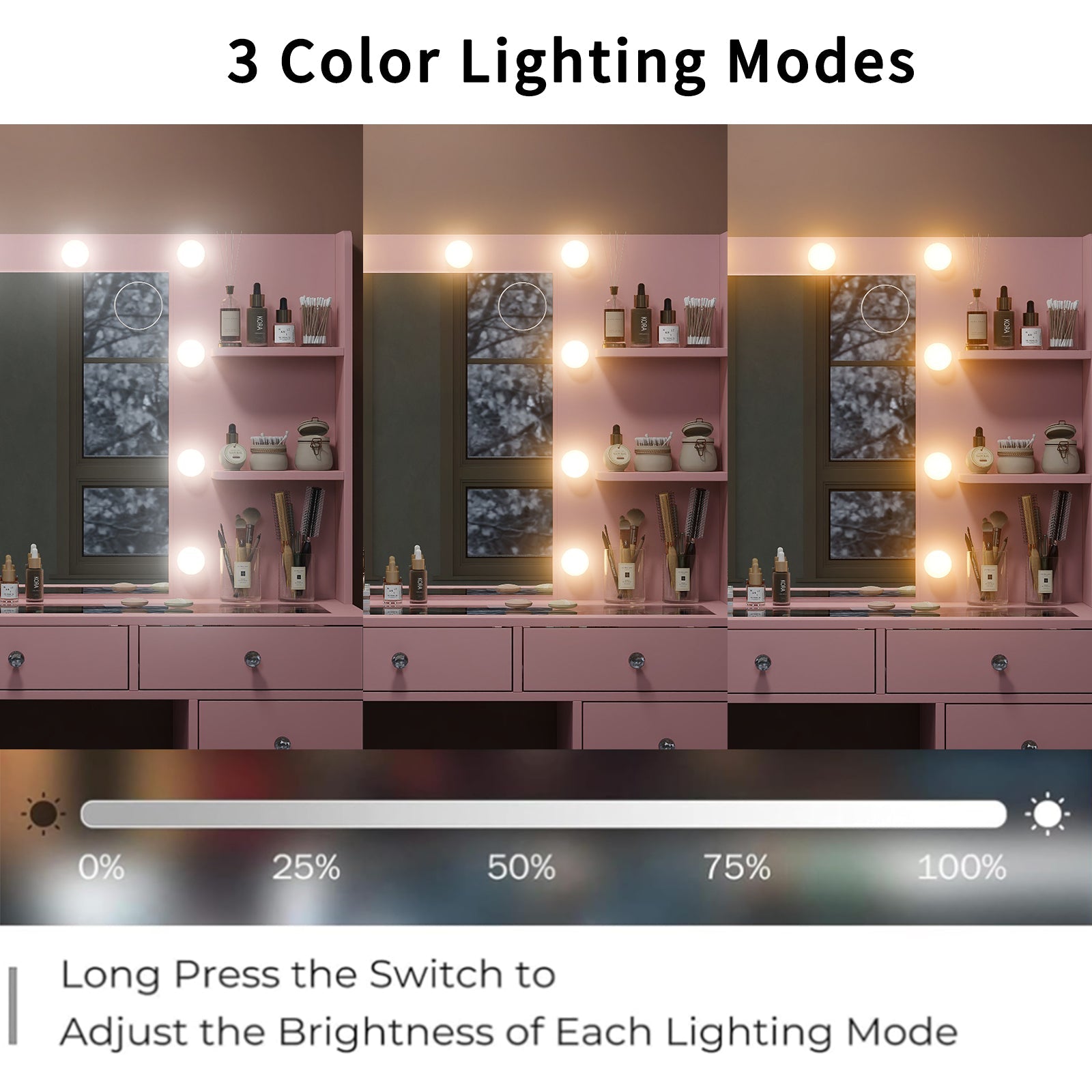11-Drawer LED Mirror Vanity Desk
