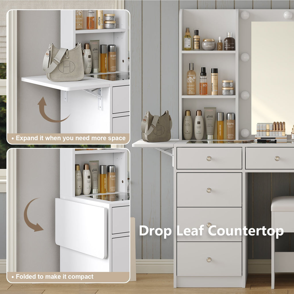 10-Drawer LED Mirror Vanity Desk
