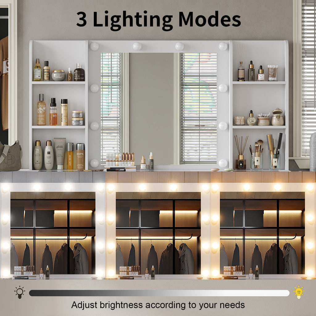 10-Drawer LED Mirror Vanity Desk