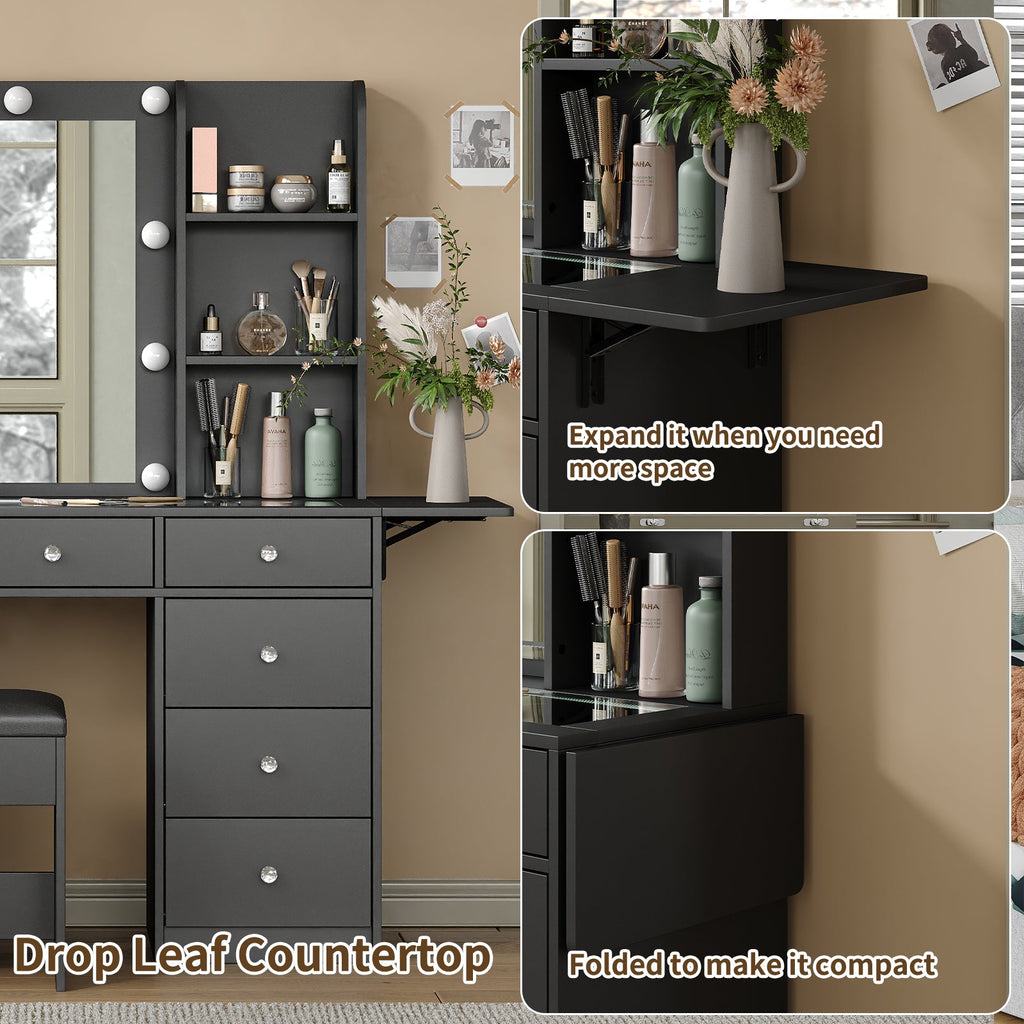 10-Drawer LED Mirror Vanity Desk