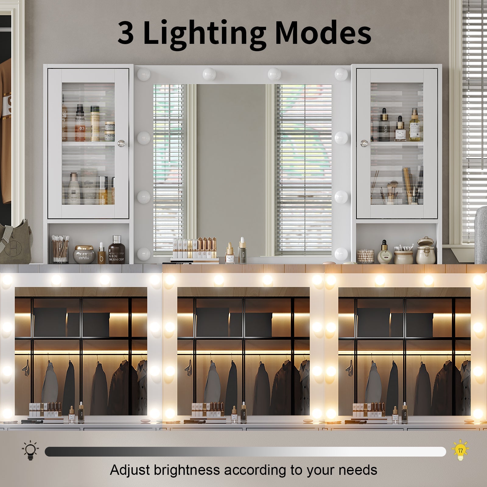 12-Drawer LED Mirror Vanity Desk