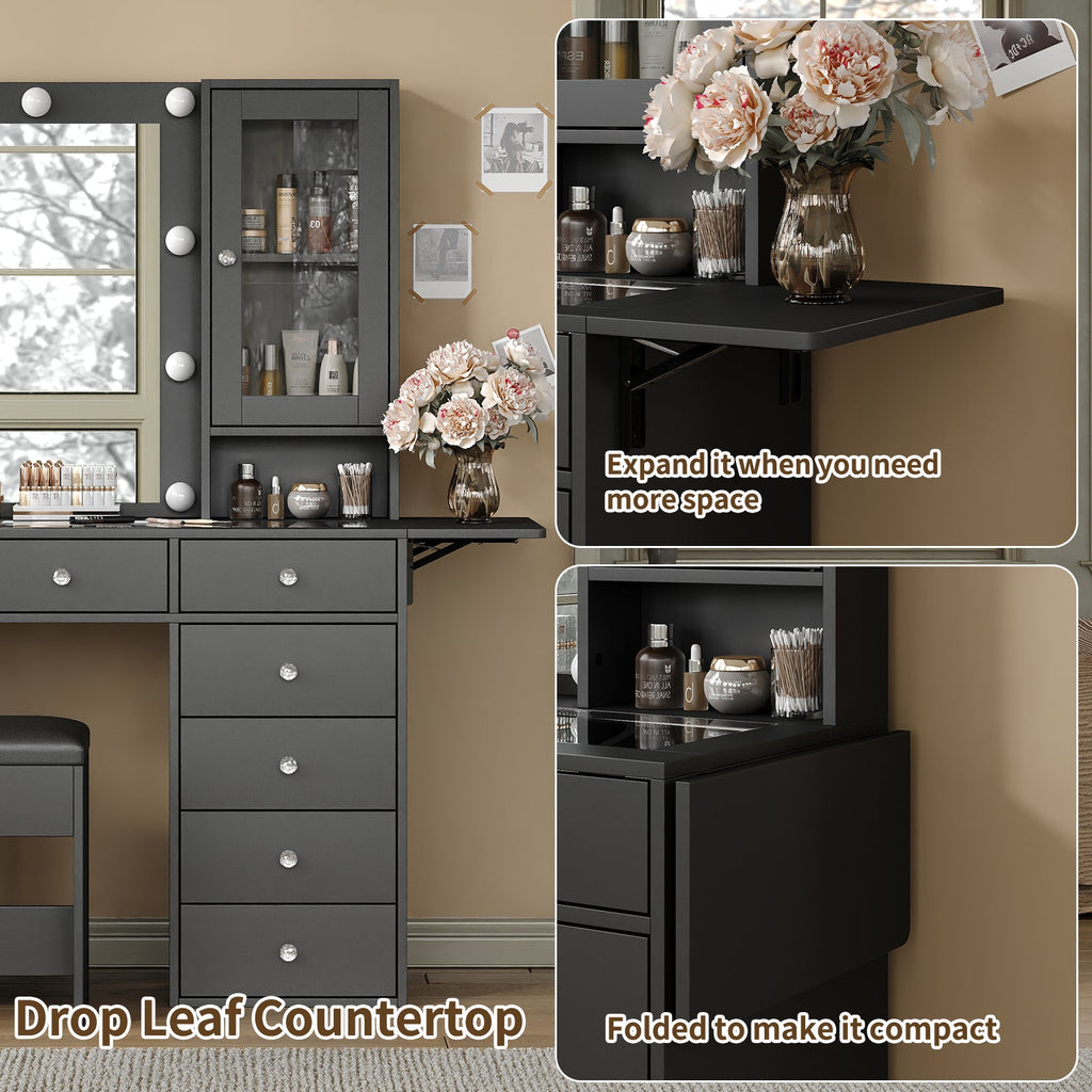 12-Drawer LED Mirror Vanity Desk
