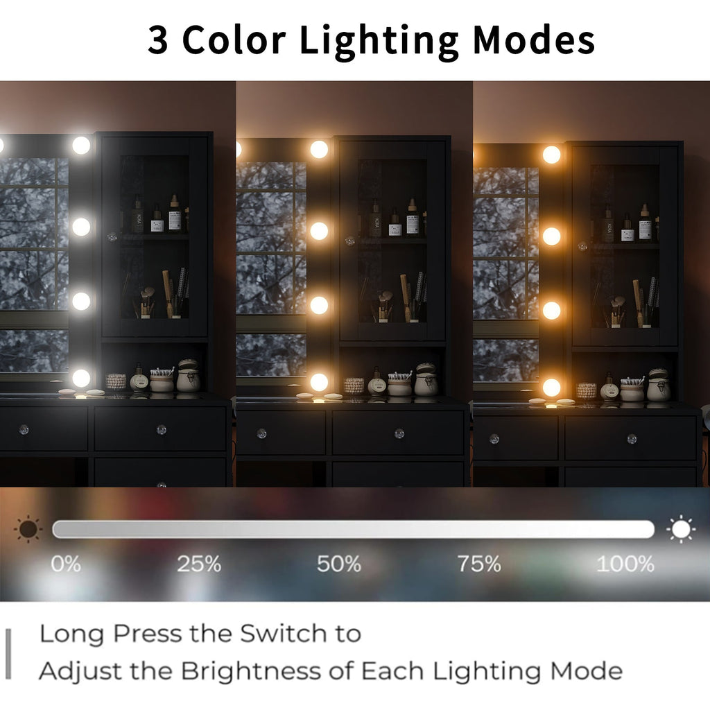 12-Drawer LED Mirror Vanity Desk