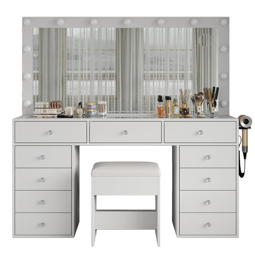 11-Drawer LED Mirror Vanity Desk