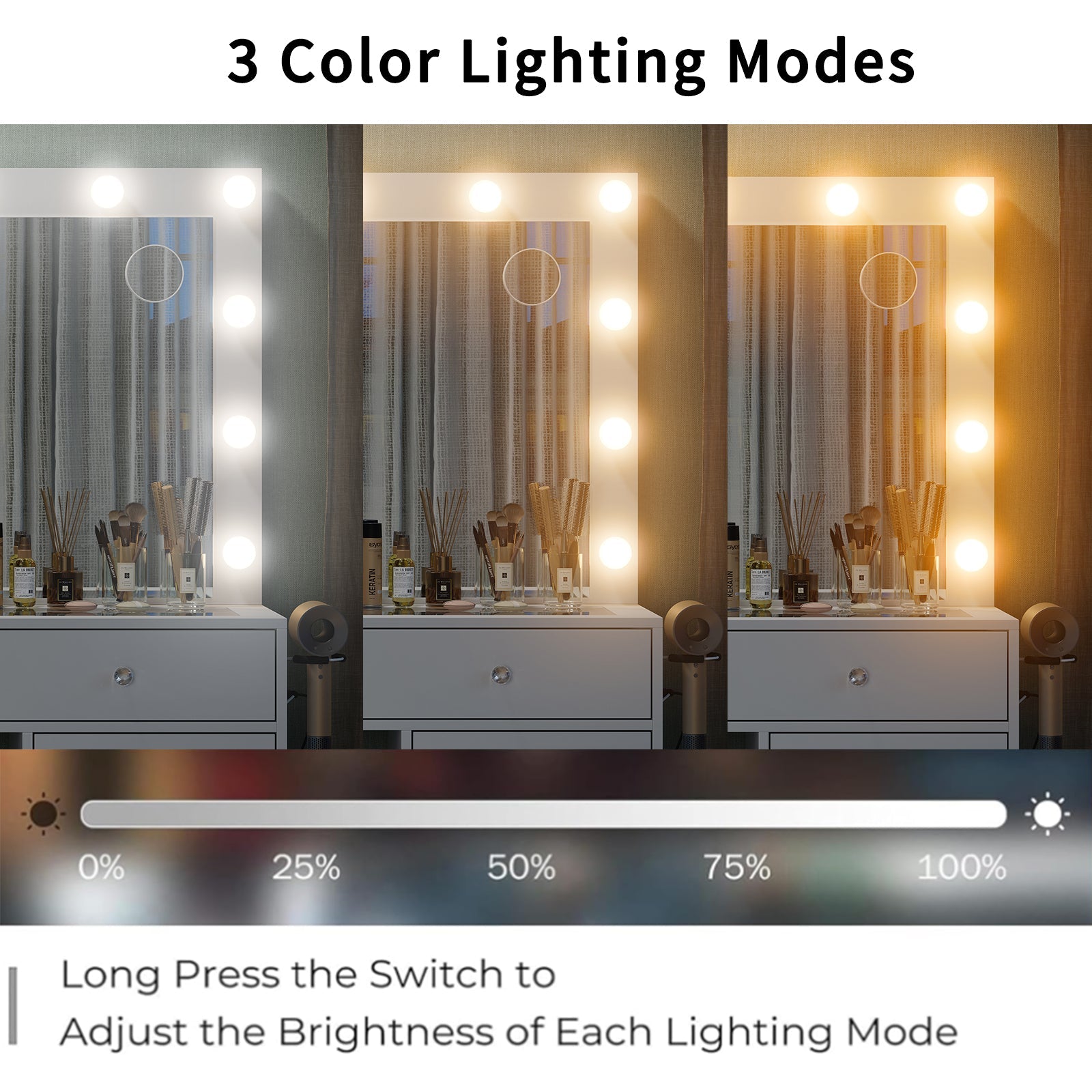 11-Drawer LED Mirror Vanity Desk